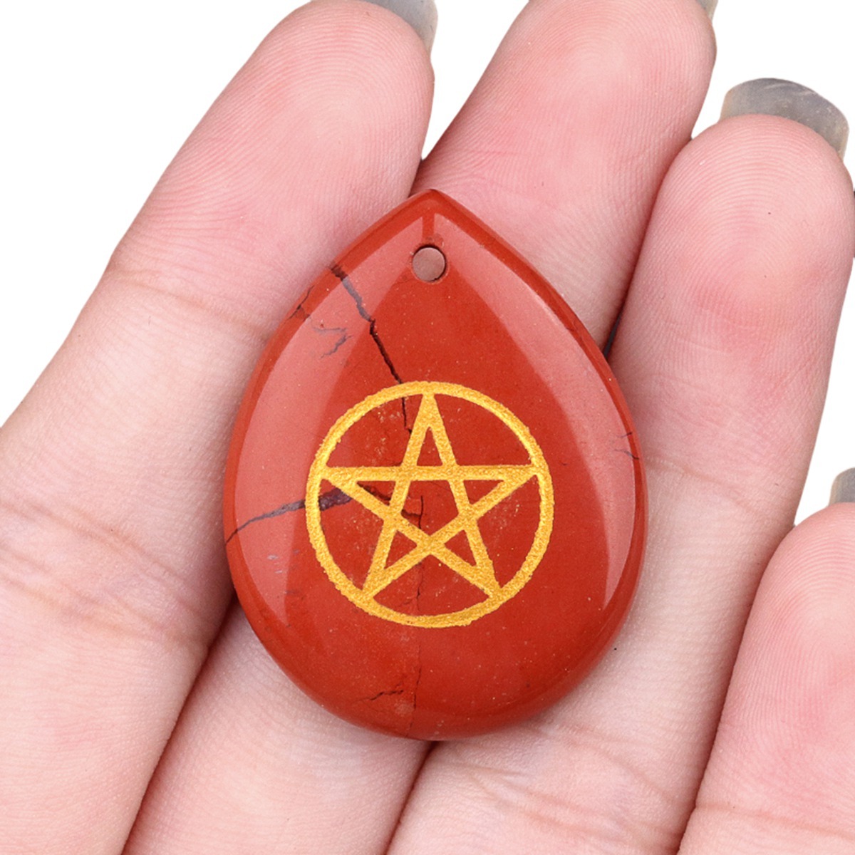 Gold Directional Sign " Pentagram" Teardrop Gemstone Pendant for Making Jewelry