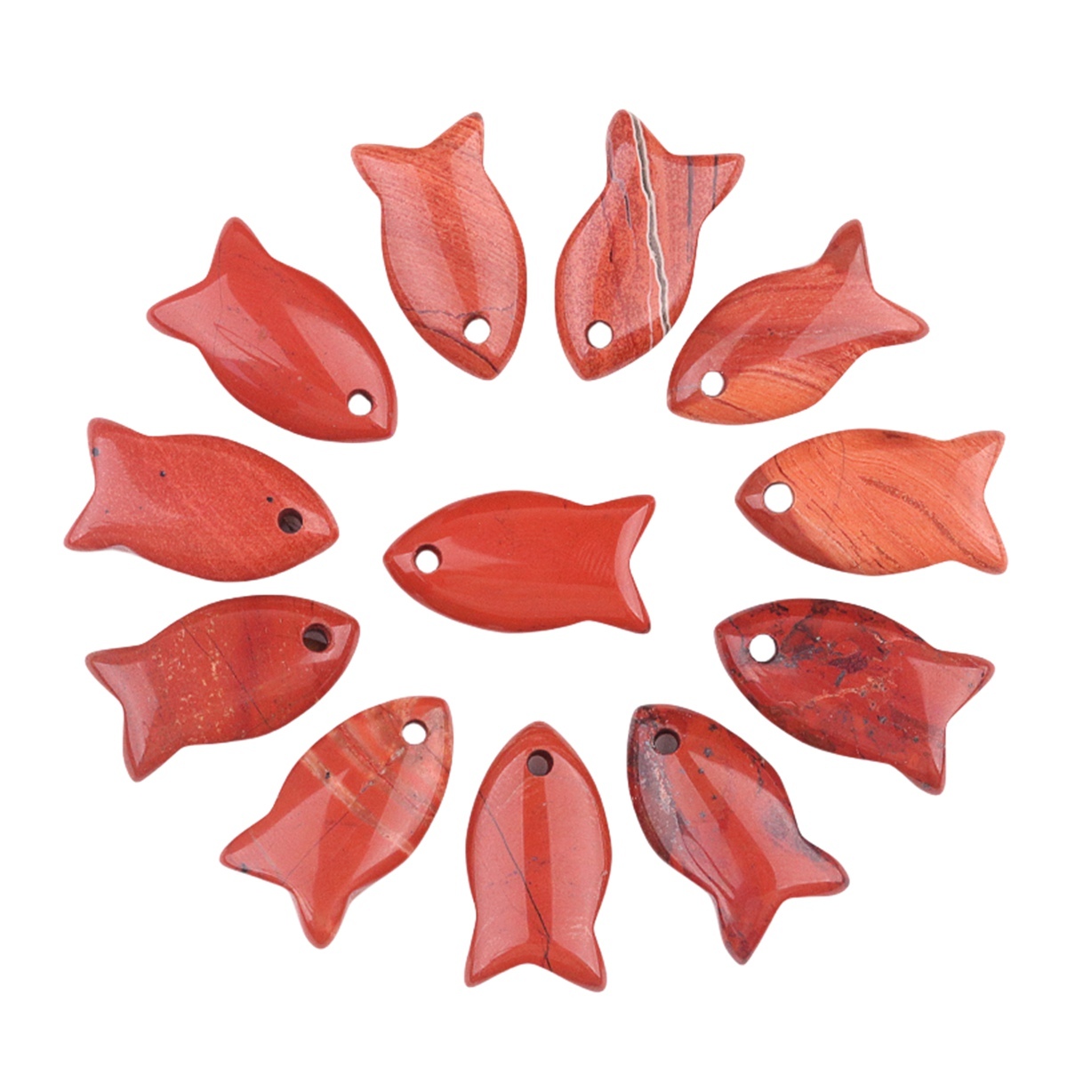 Handmade Craved Fish Gemstone Pendant for Making Jewelry 20X38MM