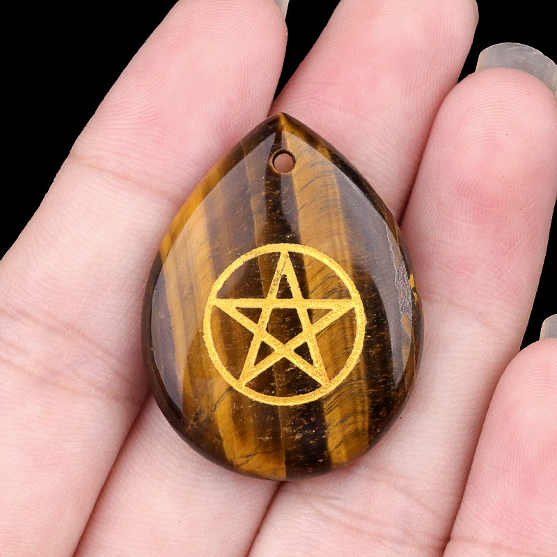 Gold Directional Sign " Pentagram" Teardrop Gemstone Pendant for Making Jewelry