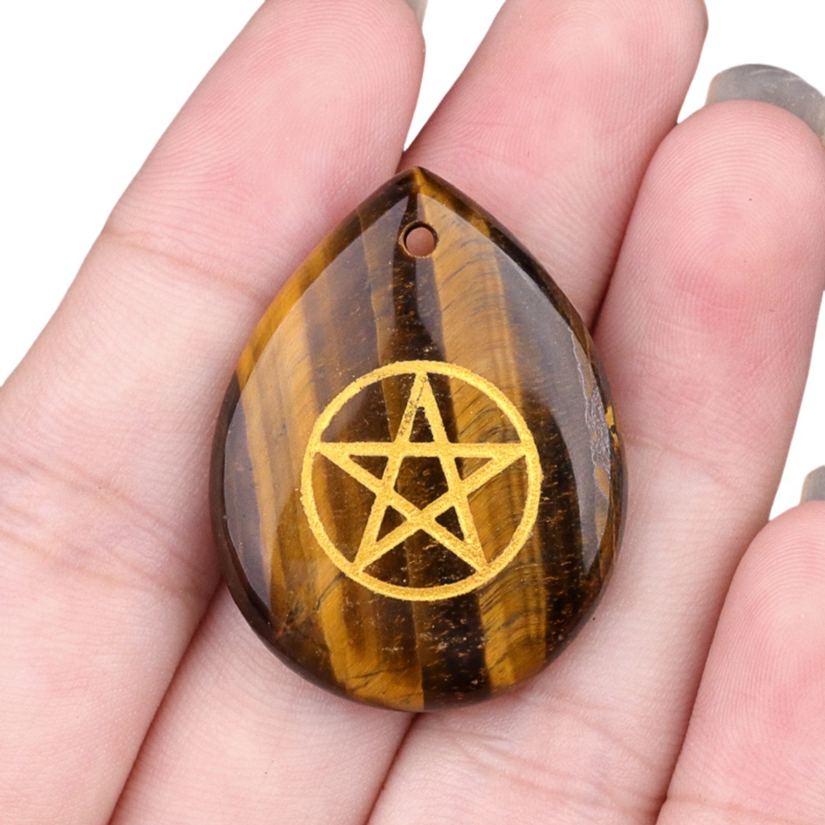 Gold Directional Sign " Pentagram" Teardrop Gemstone Pendant for Making Jewelry