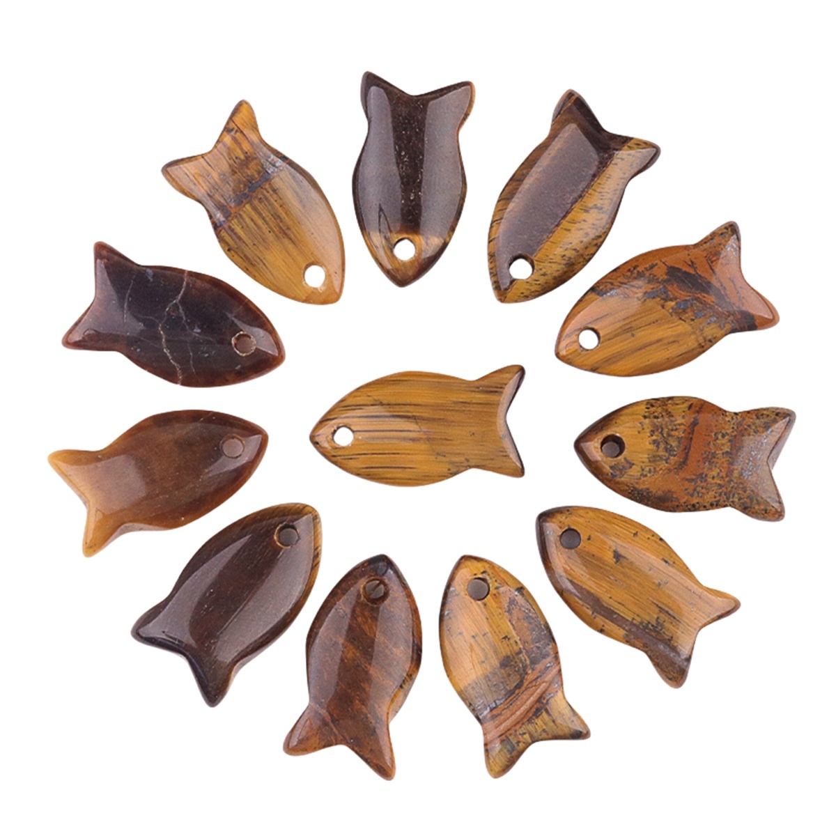 Handmade Craved Fish Gemstone Pendant for Making Jewelry 20X38MM
