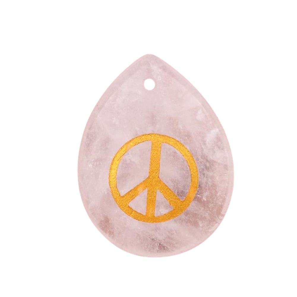 Gold Directional Sign " Peace " Teardrop Gemstone Pendant for Making Jewelry