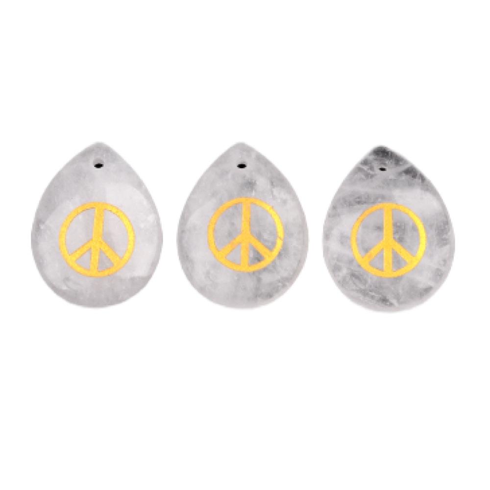 Gold Directional Sign " Peace " Teardrop Gemstone Pendant for Making Jewelry