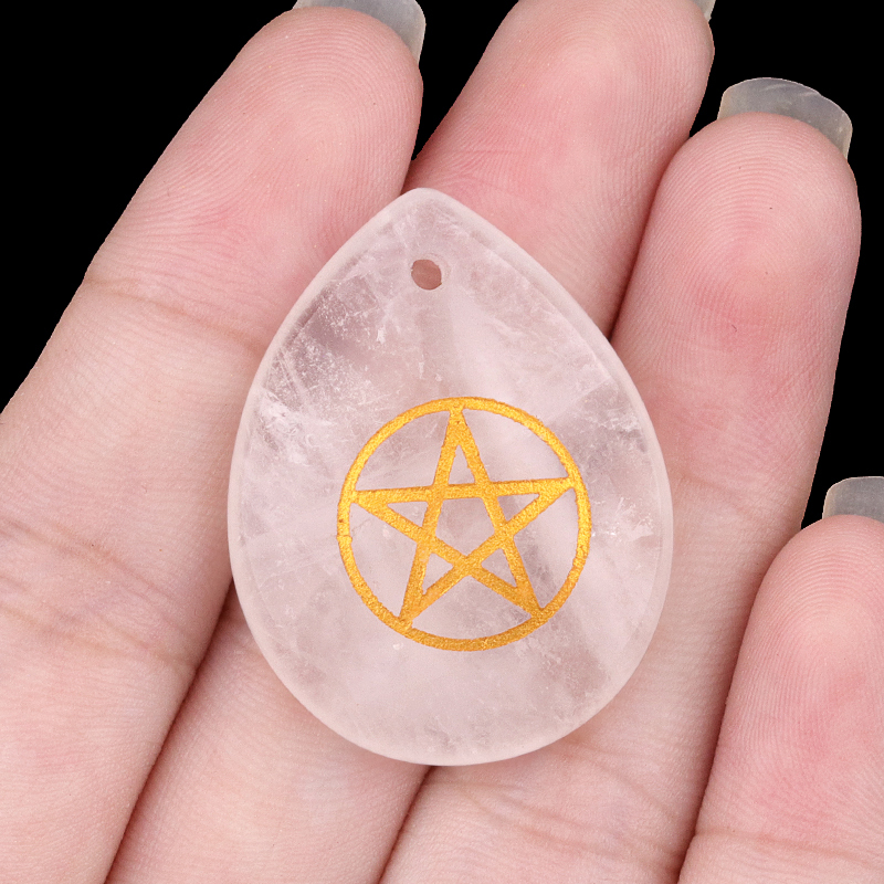 Gold Directional Sign " Pentagram" Teardrop Gemstone Pendant for Making Jewelry