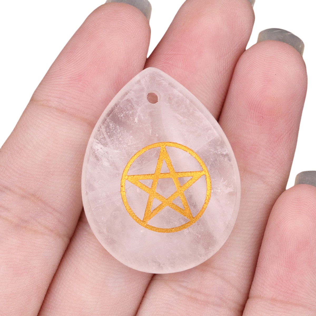 Gold Directional Sign " Pentagram" Teardrop Gemstone Pendant for Making Jewelry