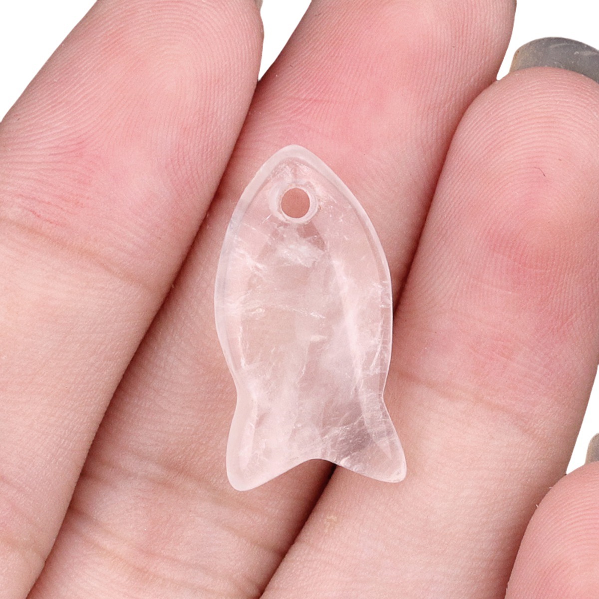Handmade Craved Fish Gemstone Pendant for Making Jewelry 20X38MM