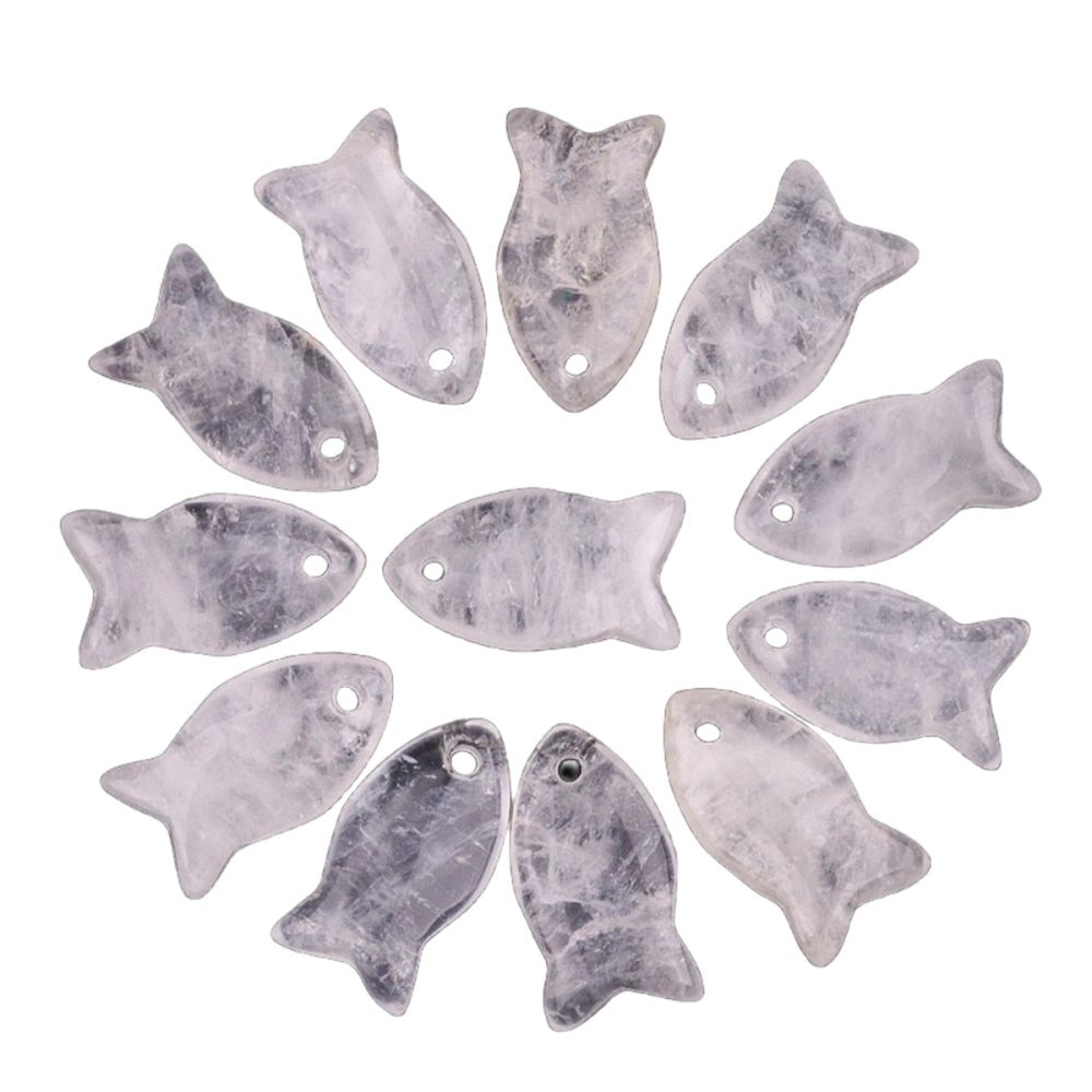 Handmade Craved Fish Gemstone Pendant for Making Jewelry 20X38MM