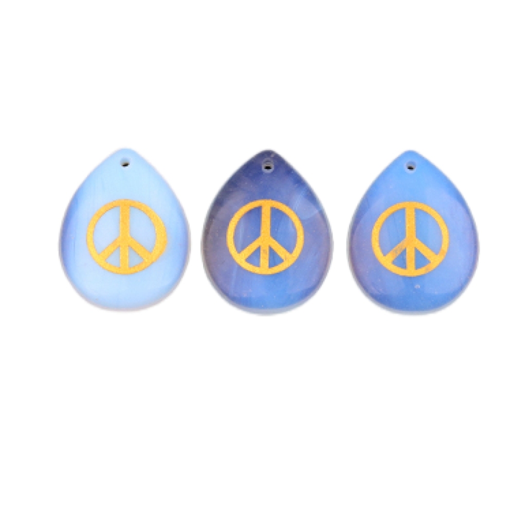 Gold Directional Sign " Peace " Teardrop Gemstone Pendant for Making Jewelry