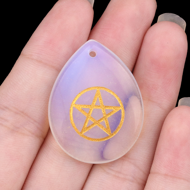 Gold Directional Sign " Pentagram" Teardrop Gemstone Pendant for Making Jewelry