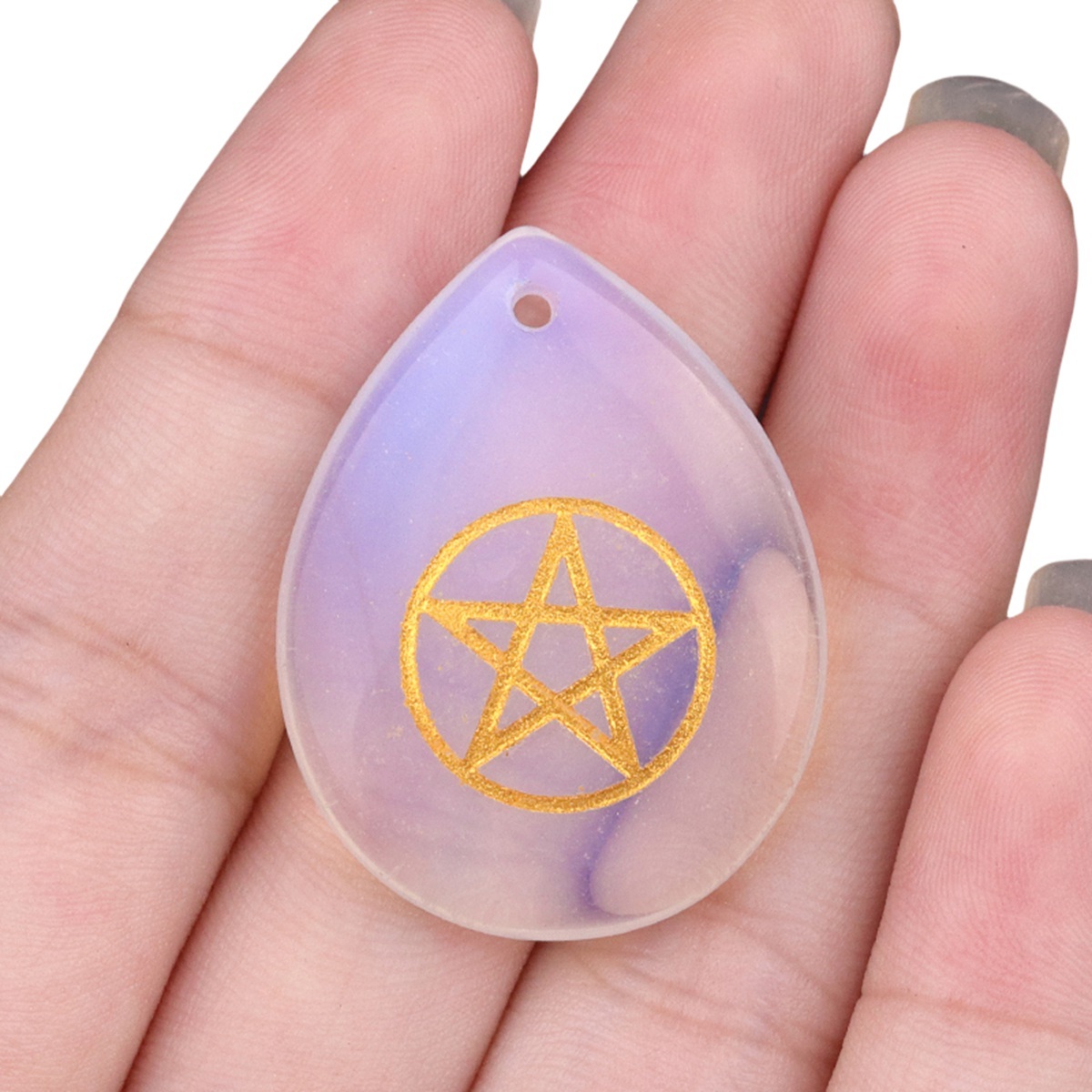 Gold Directional Sign " Pentagram" Teardrop Gemstone Pendant for Making Jewelry