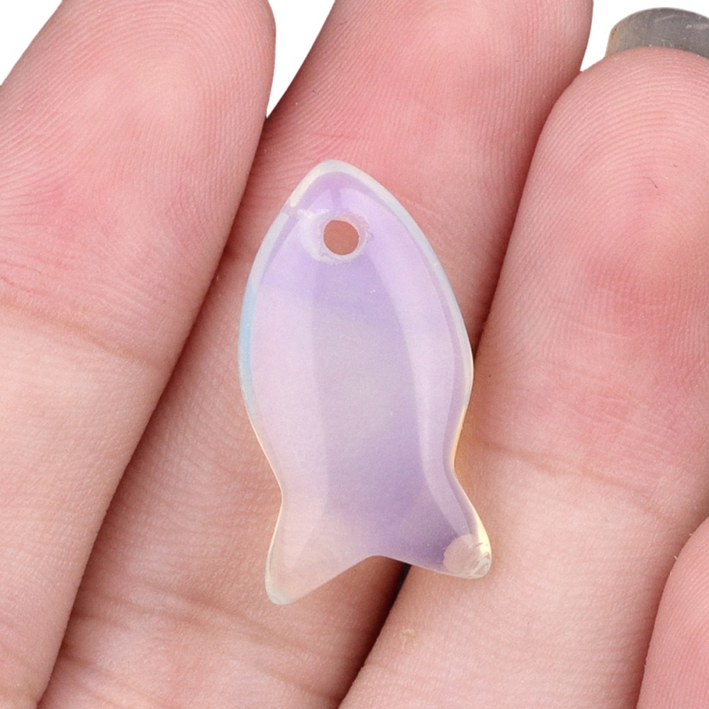 Handmade Craved Fish Gemstone Pendant for Making Jewelry 20X38MM
