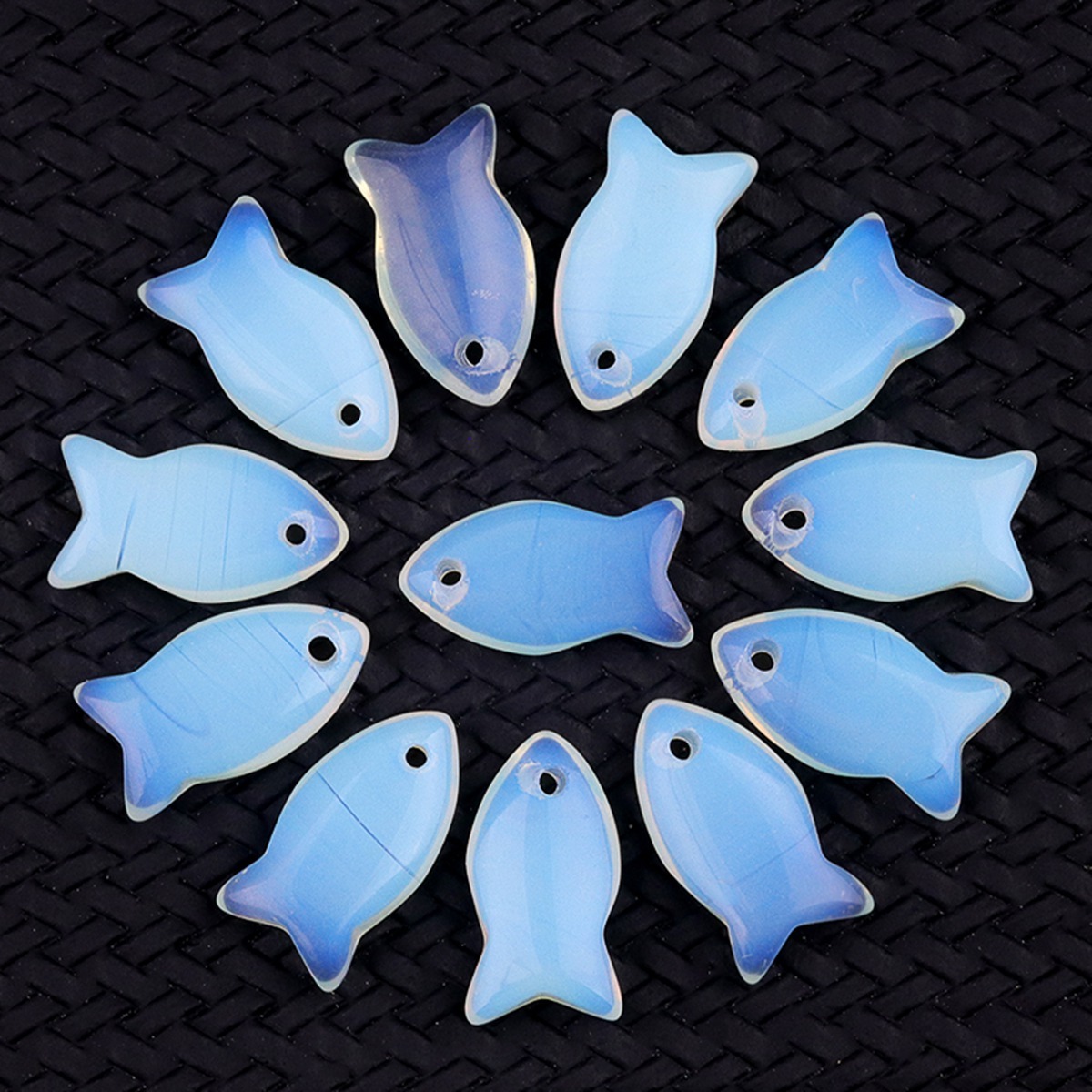 Handmade Craved Fish Gemstone Pendant for Making Jewelry 12X20MM