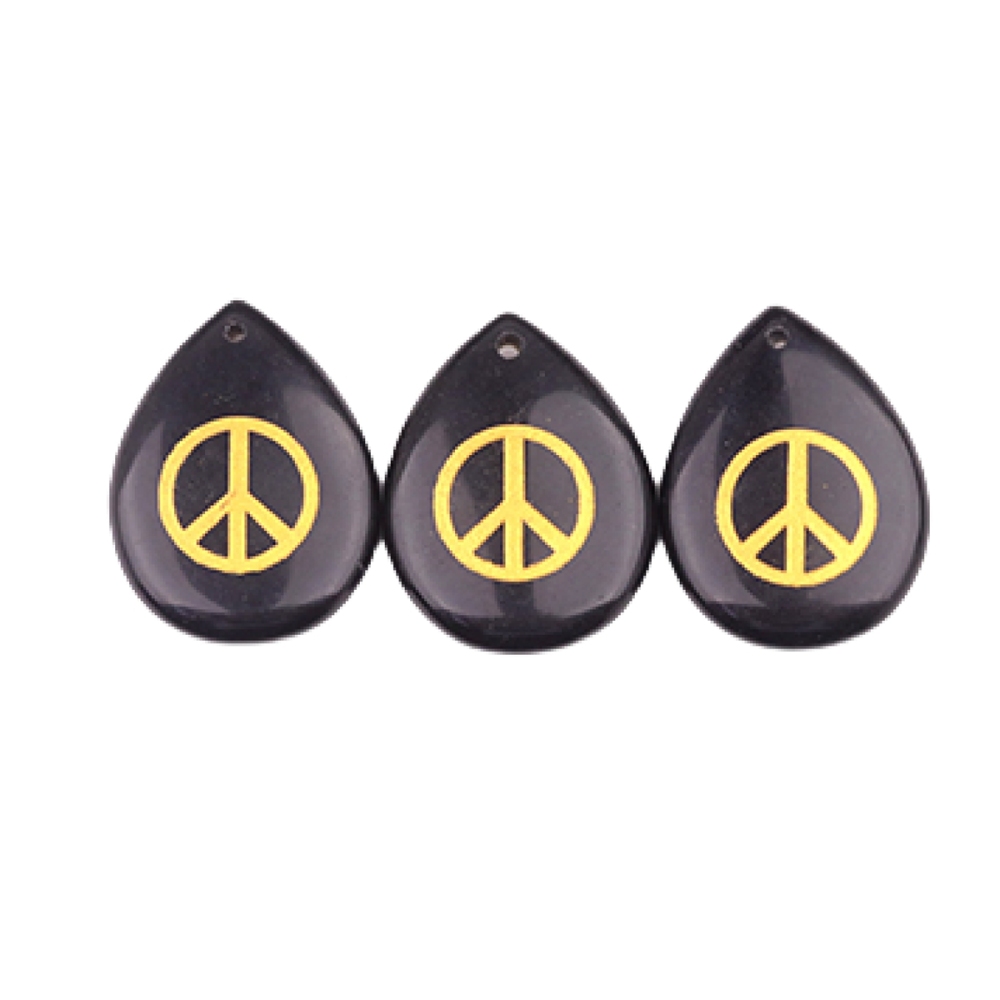 Gold Directional Sign " Peace " Teardrop Gemstone Pendant for Making Jewelry