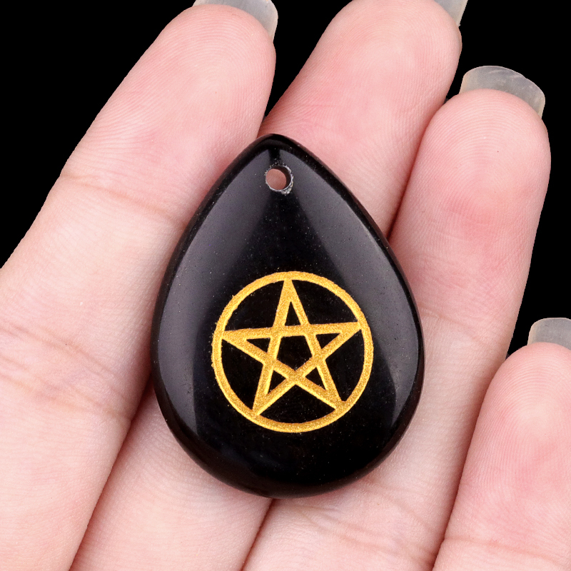 Gold Directional Sign " Pentagram" Teardrop Gemstone Pendant for Making Jewelry