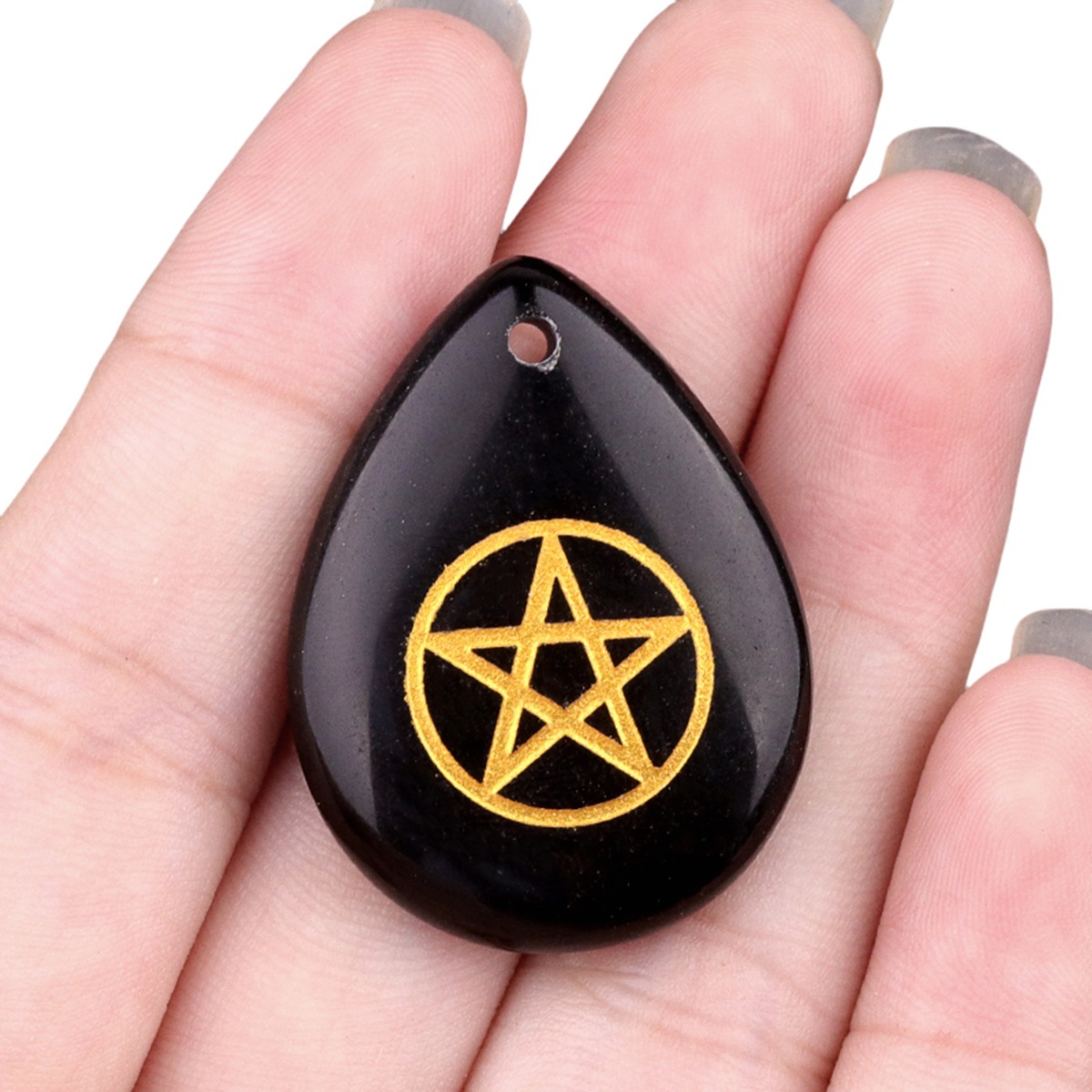 Gold Directional Sign " Pentagram" Teardrop Gemstone Pendant for Making Jewelry