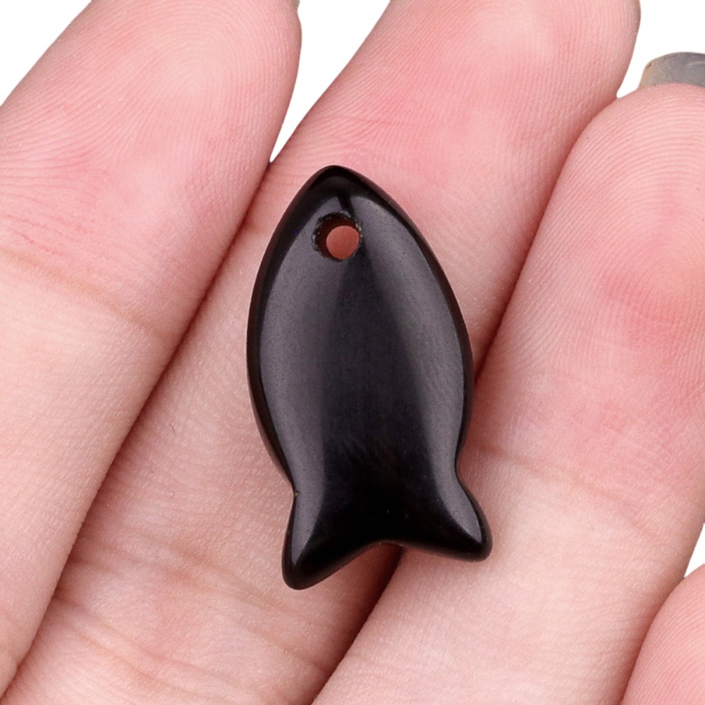 Handmade Craved Fish Gemstone Pendant for Making Jewelry 20X38MM
