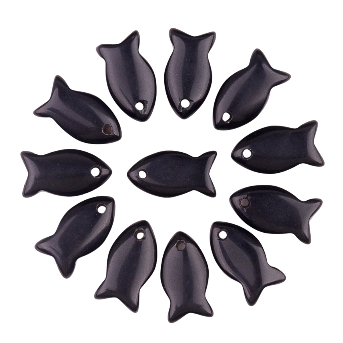 Handmade Craved Fish Gemstone Pendant for Making Jewelry 20X38MM
