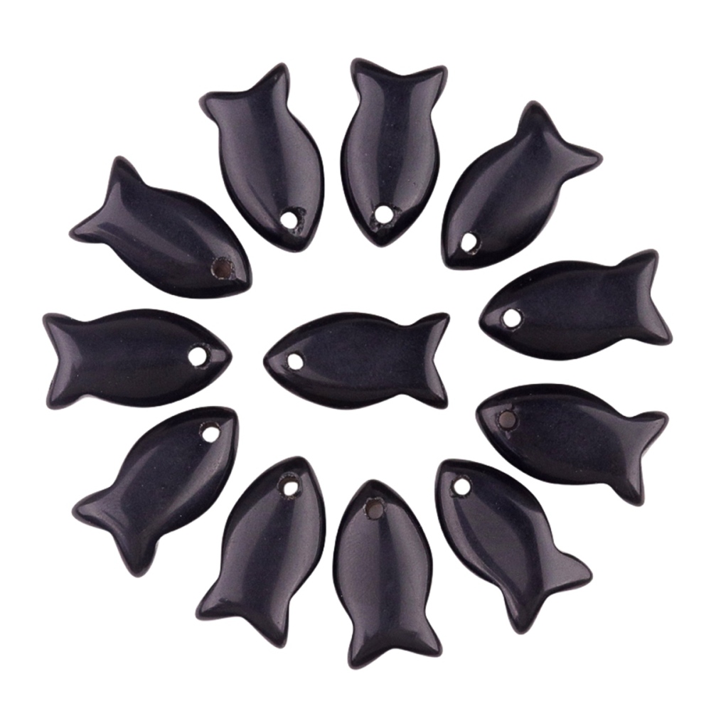 Handmade Craved Fish Gemstone Pendant for Making Jewelry 20X38MM