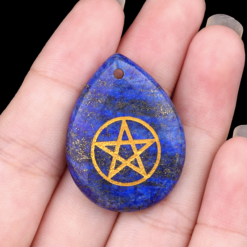 Gold Directional Sign " Pentagram" Teardrop Gemstone Pendant for Making Jewelry