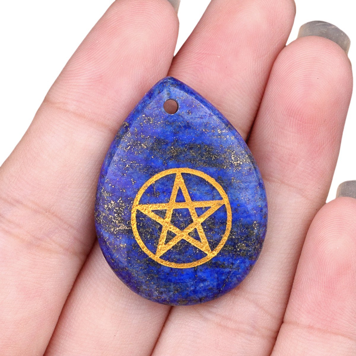Gold Directional Sign " Pentagram" Teardrop Gemstone Pendant for Making Jewelry