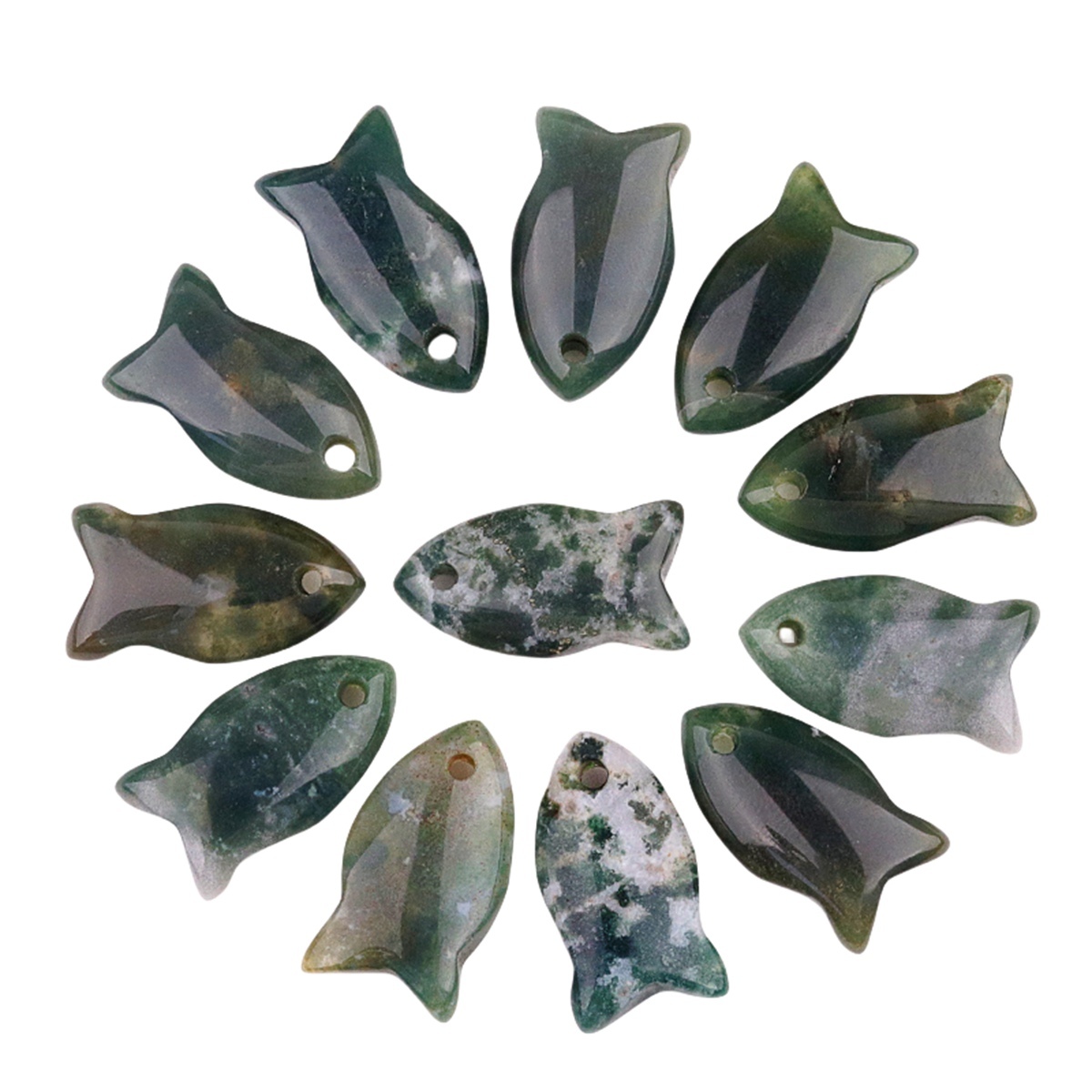 Handmade Craved Fish Gemstone Pendant for Making Jewelry 20X38MM