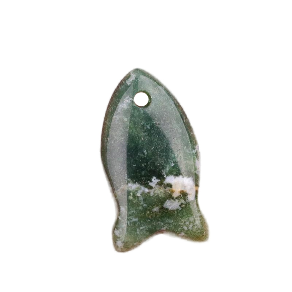 Handmade Craved Fish Gemstone Pendant for Making Jewelry 20X38MM