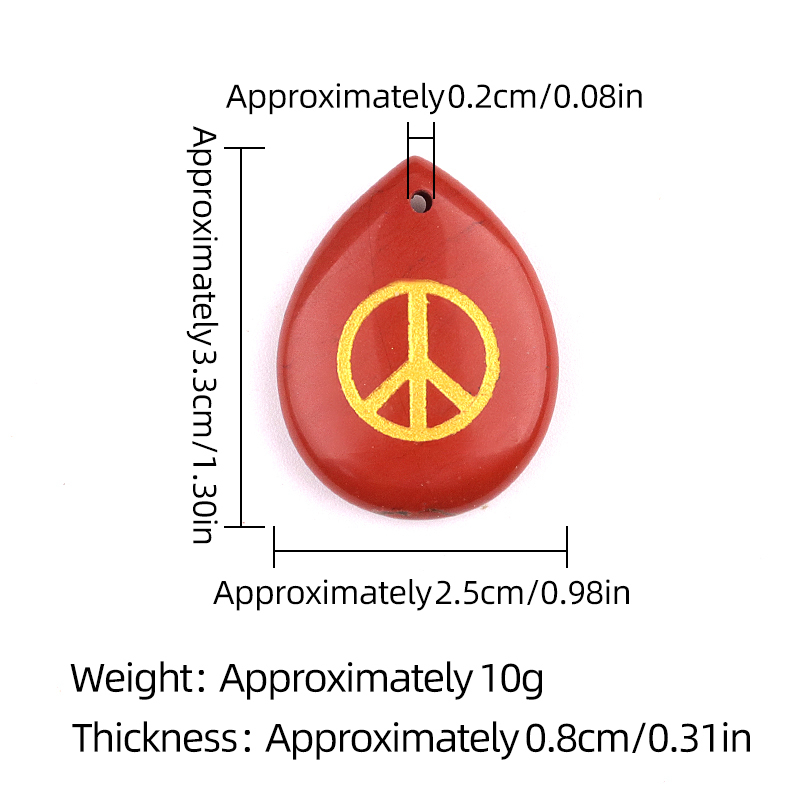 Gold Directional Sign " Peace " Teardrop Gemstone Pendant for Making Jewelry