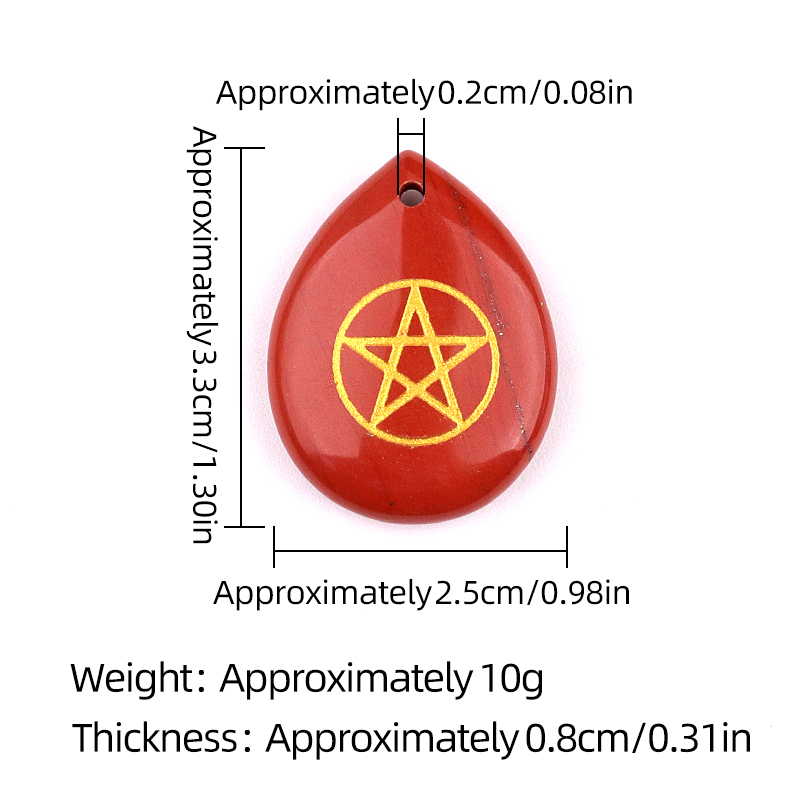 Gold Directional Sign " Pentagram" Teardrop Gemstone Pendant for Making Jewelry