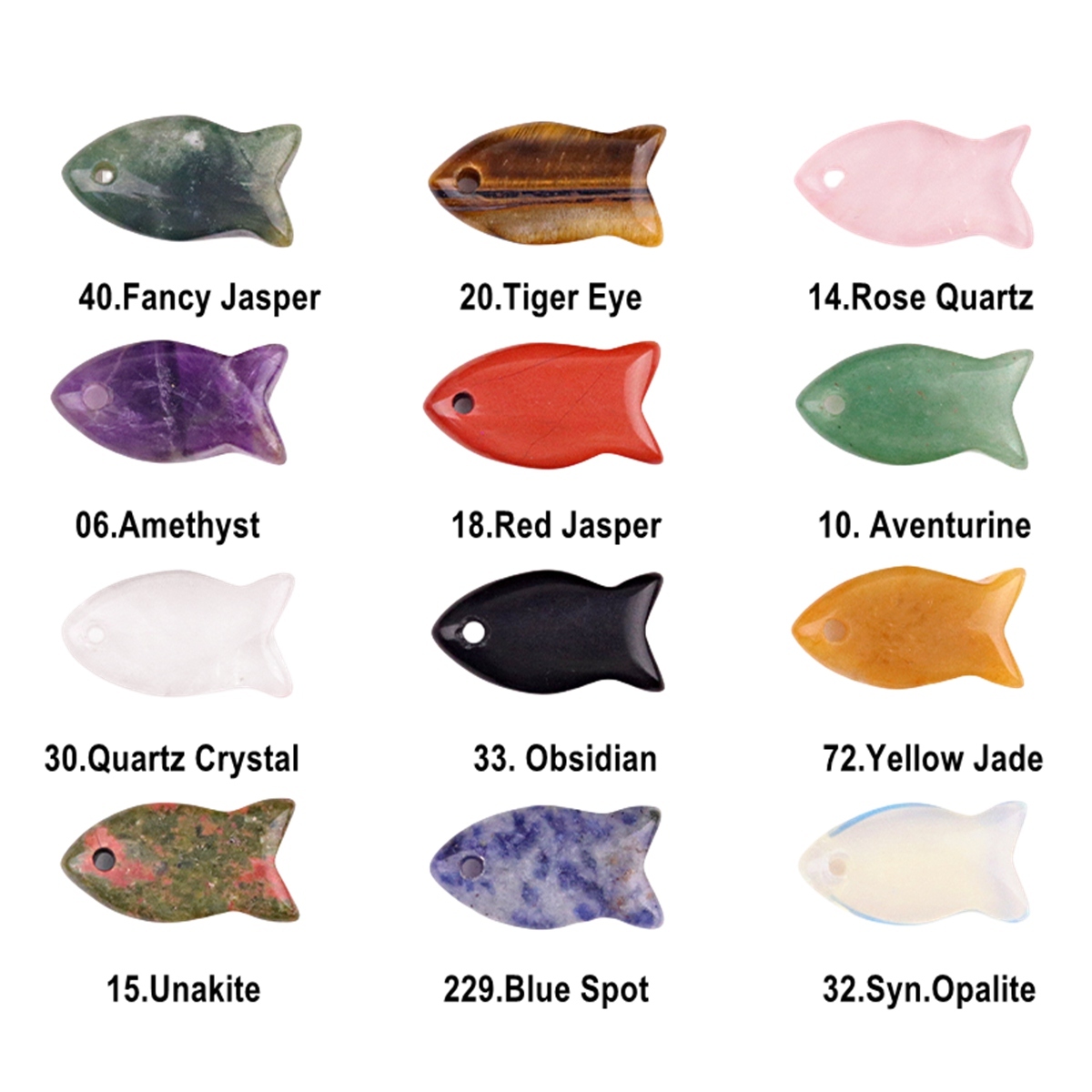 Handmade Craved Fish Gemstone Pendant for Making Jewelry 12X20MM