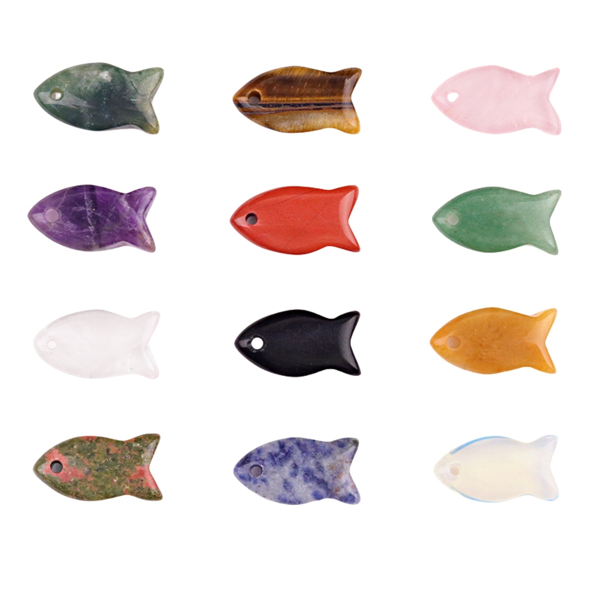Handmade Craved Fish Gemstone Pendant for Making Jewelry 12X20MM