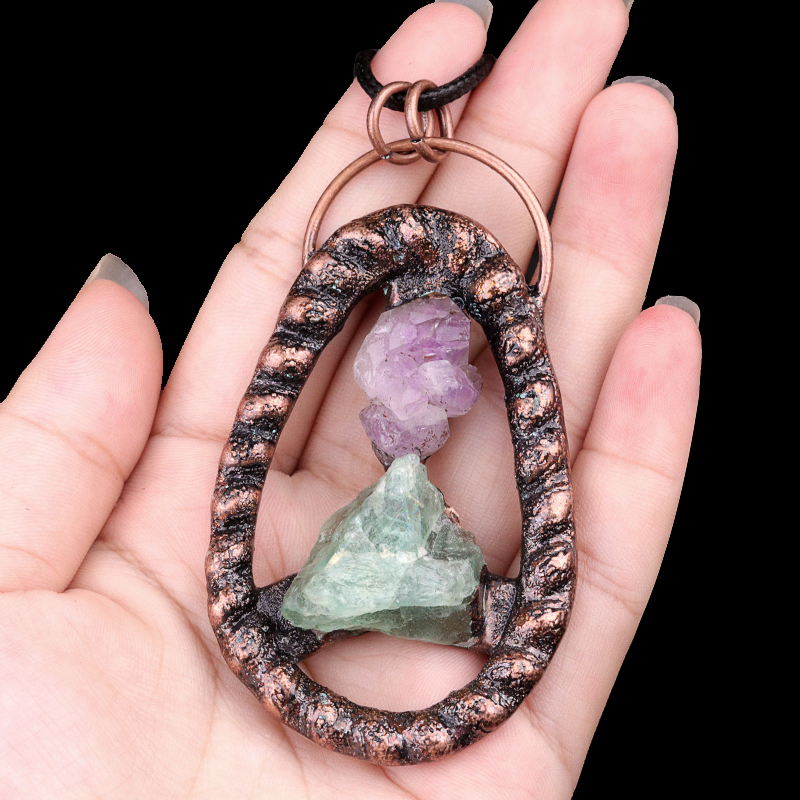 Natural Raw Gemstone Nugget Handcrafted Retro Red Copper Pendant for Making Jewelry SP1916C