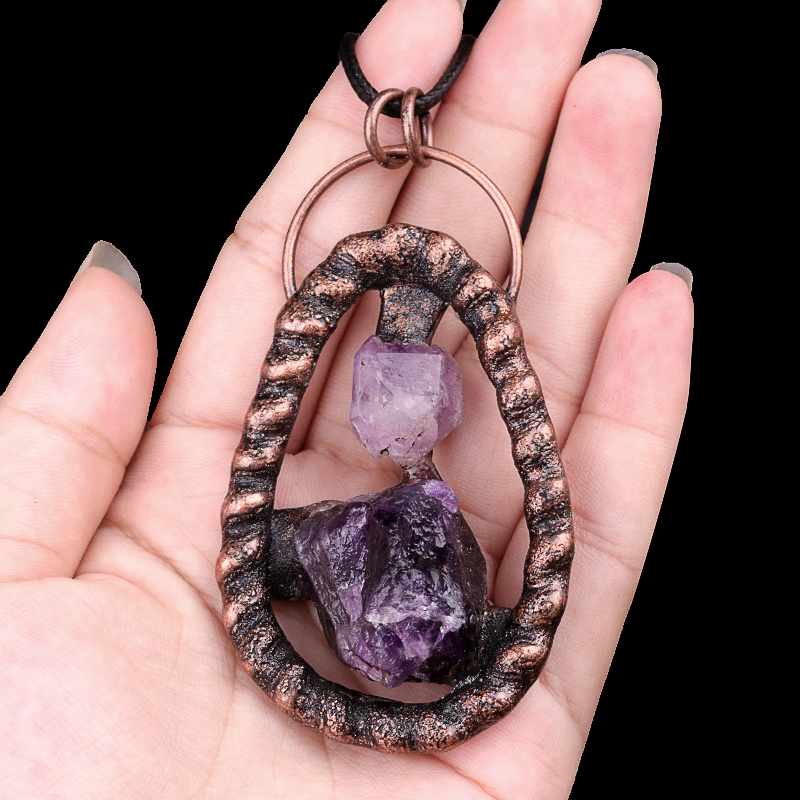 Natural Raw Gemstone Nugget Handcrafted Retro Red Copper Pendant for Making Jewelry SP1916C