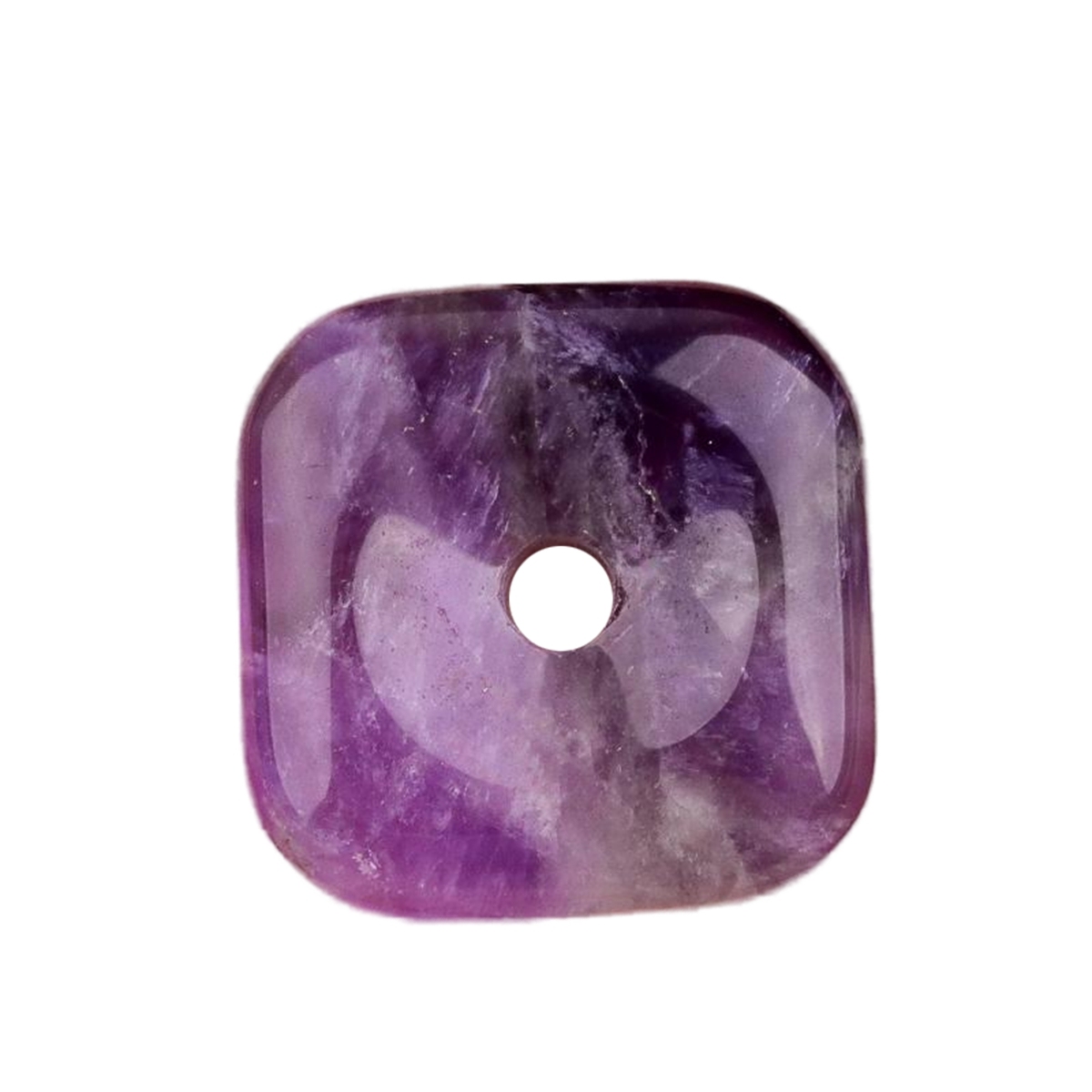 30MM Square Disc Lucky Coin Pingan Pendant for Jewelry Making Polished Crystal Amulet Peace Circle Donut Stone Beads 6MM Large Hole in Middle