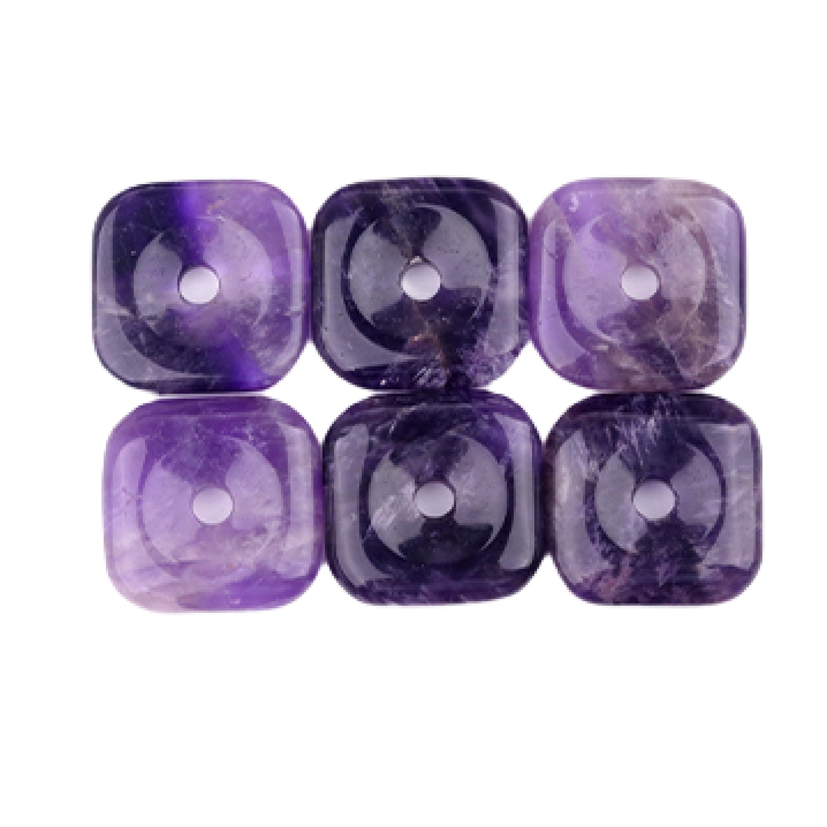 30MM Square Disc Lucky Coin Pingan Pendant for Jewelry Making Polished Crystal Amulet Peace Circle Donut Stone Beads 6MM Large Hole in Middle