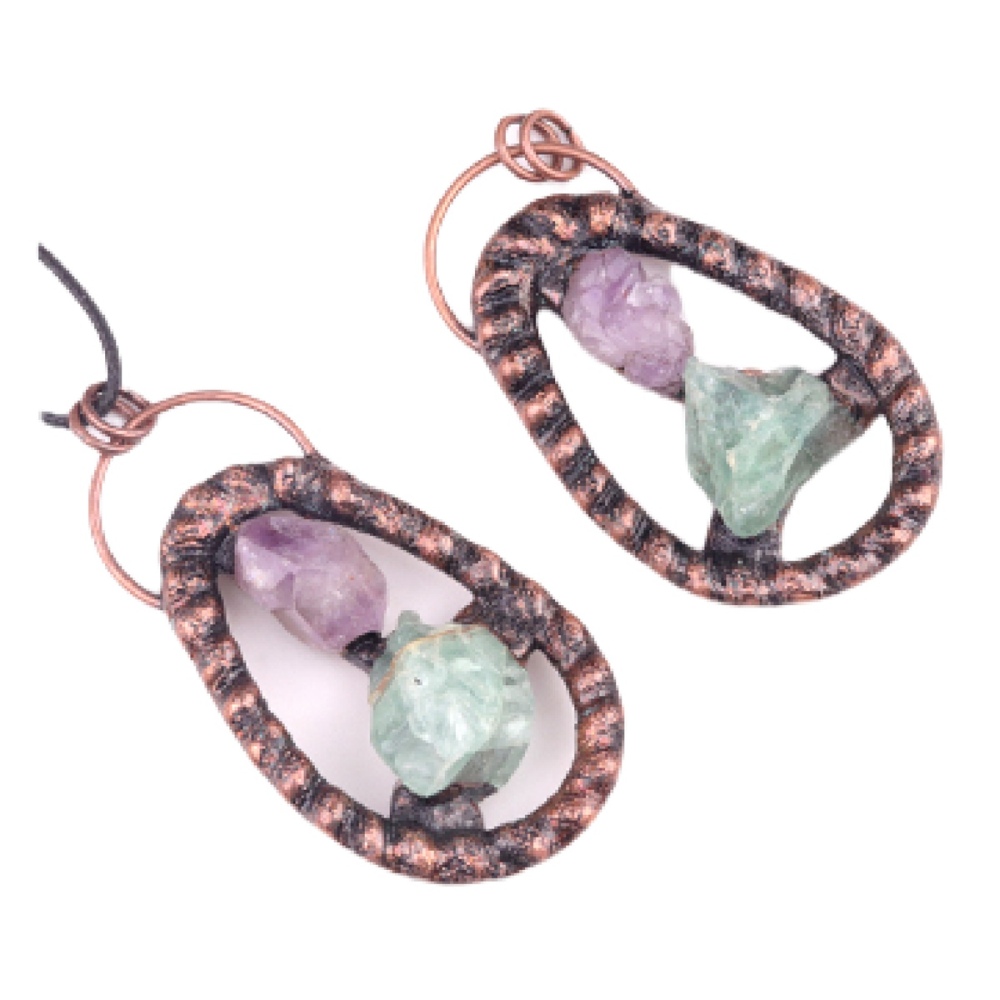 Natural Raw Gemstone Nugget Handcrafted Retro Red Copper Pendant for Making Jewelry SP1916C
