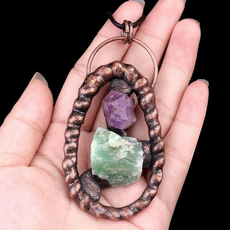 Natural Raw Gemstone Nugget Handcrafted Retro Red Copper Pendant for Making Jewelry SP1916C