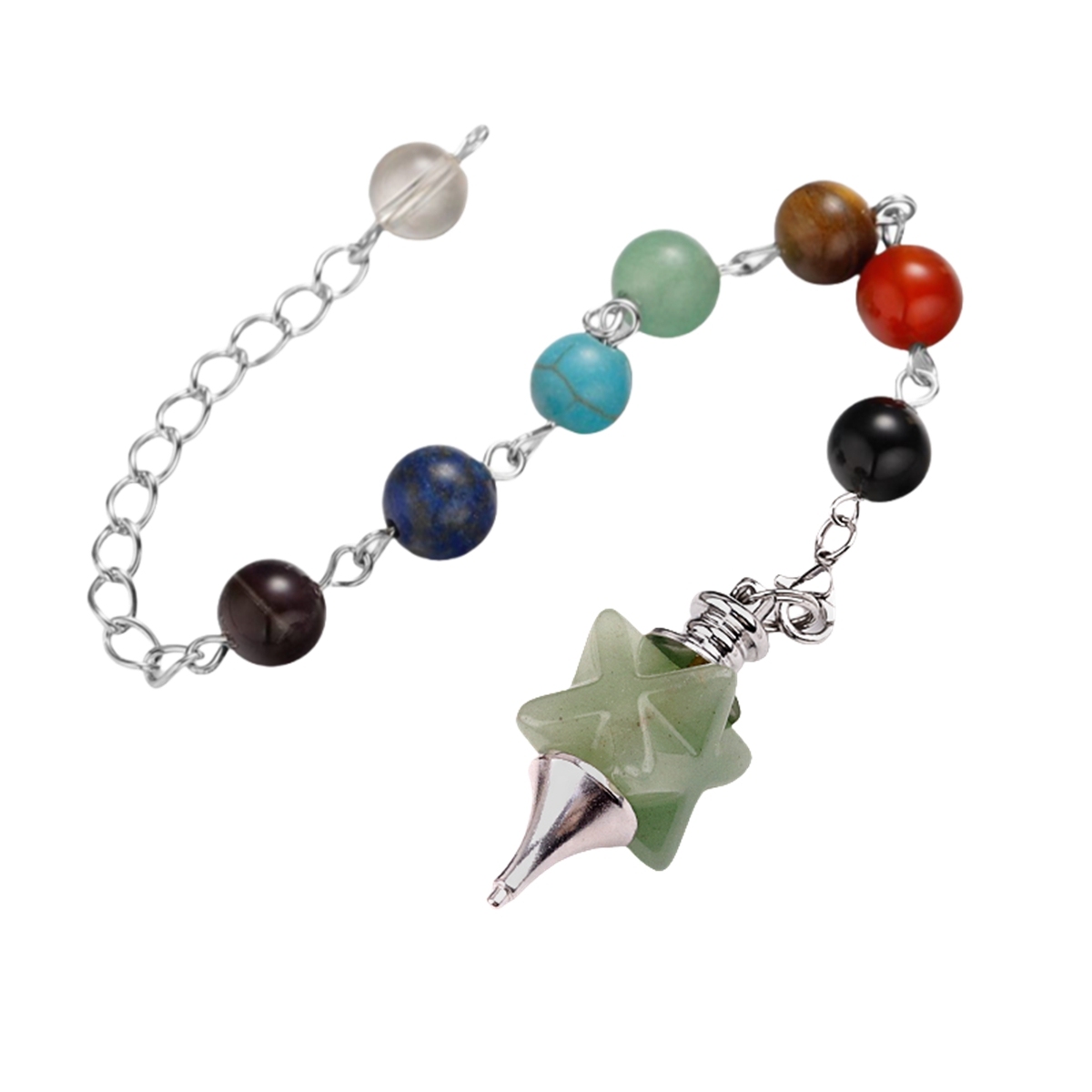 Kaba Star Stone Pendulum with 7 Chakra Chain Handmade Craved Spiritual Pendant Healing Meditation Divination Exquisite As Gift