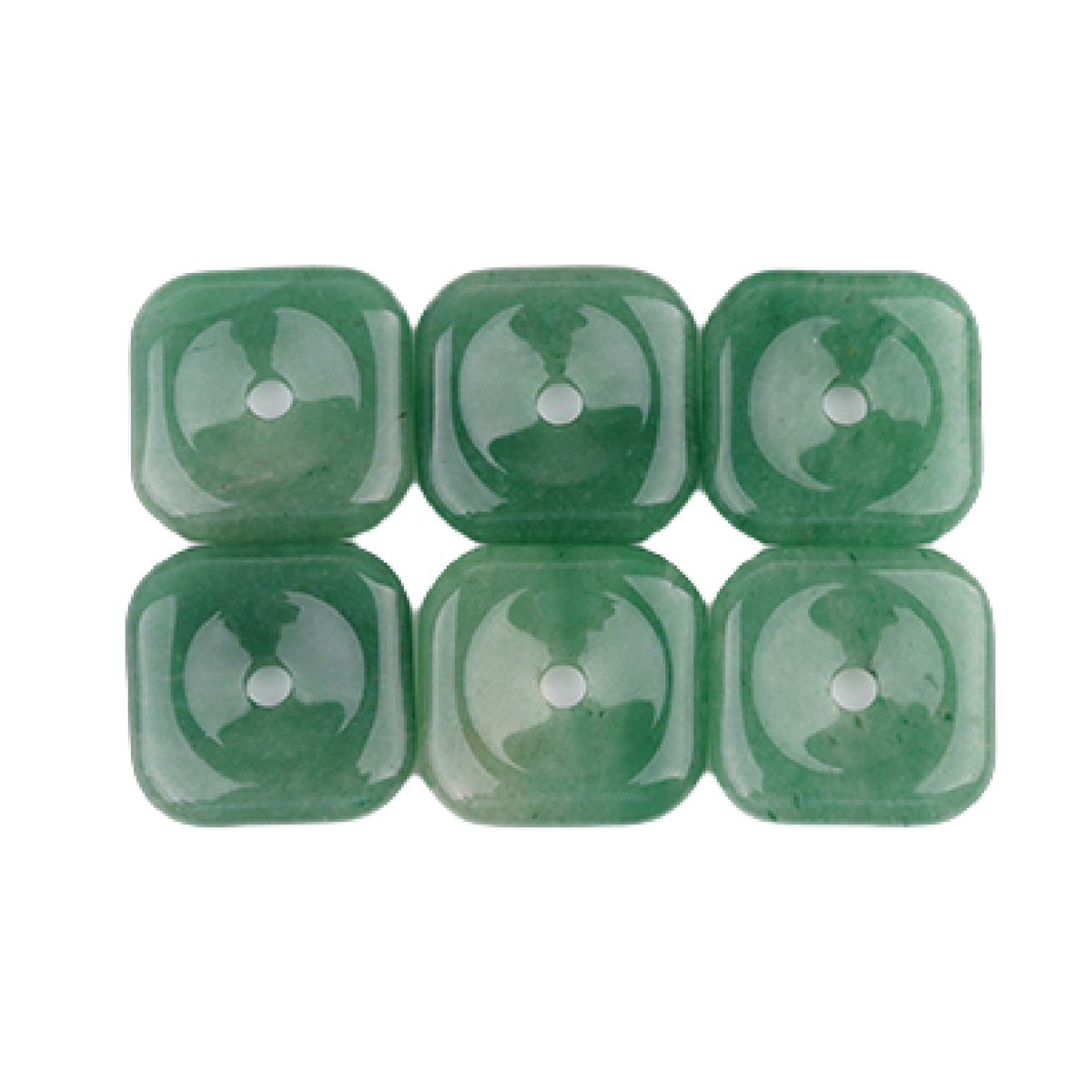 30MM Square Disc Lucky Coin Pingan Pendant for Jewelry Making Polished Crystal Amulet Peace Circle Donut Stone Beads 6MM Large Hole in Middle