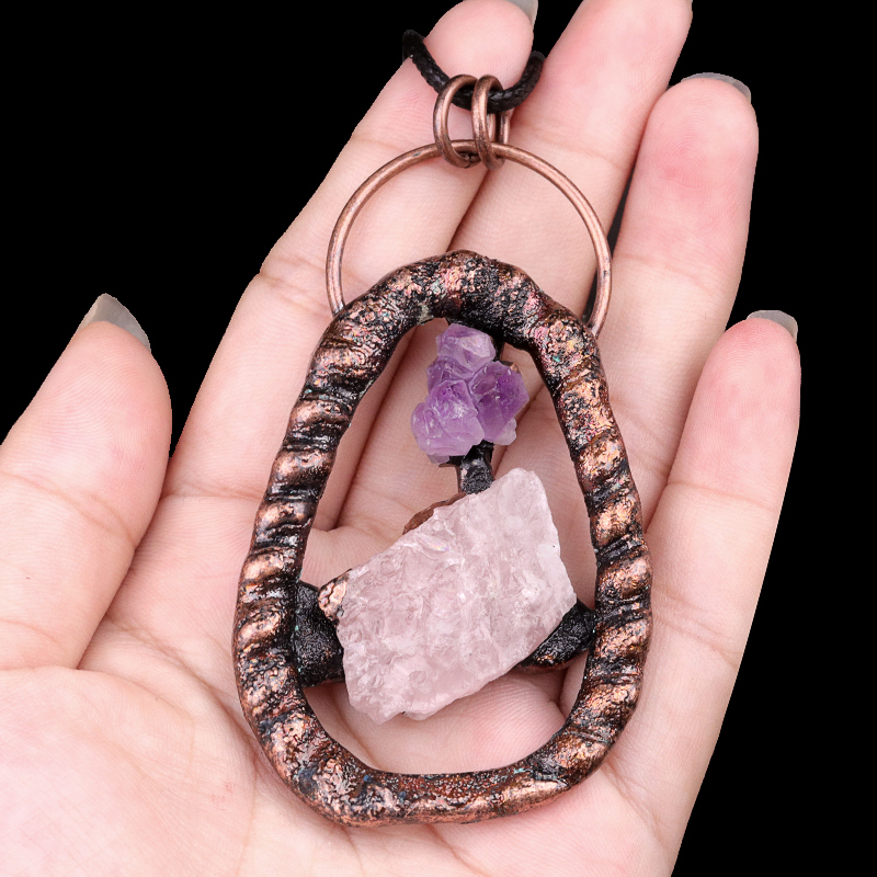 Natural Raw Gemstone Nugget Handcrafted Retro Red Copper Pendant for Making Jewelry SP1916C