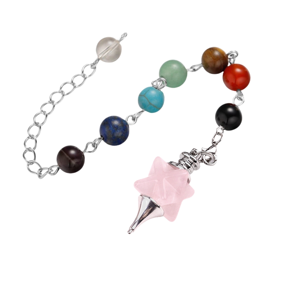 Kaba Star Stone Pendulum with 7 Chakra Chain Handmade Craved Spiritual Pendant Healing Meditation Divination Exquisite As Gift