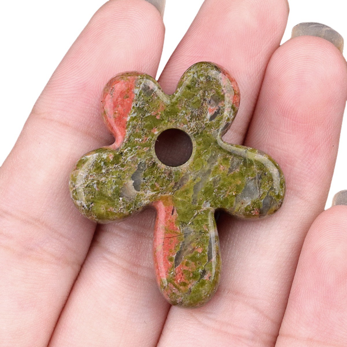 35MM Flower Stone Pendant for Jewelry Making Healing Chakra
