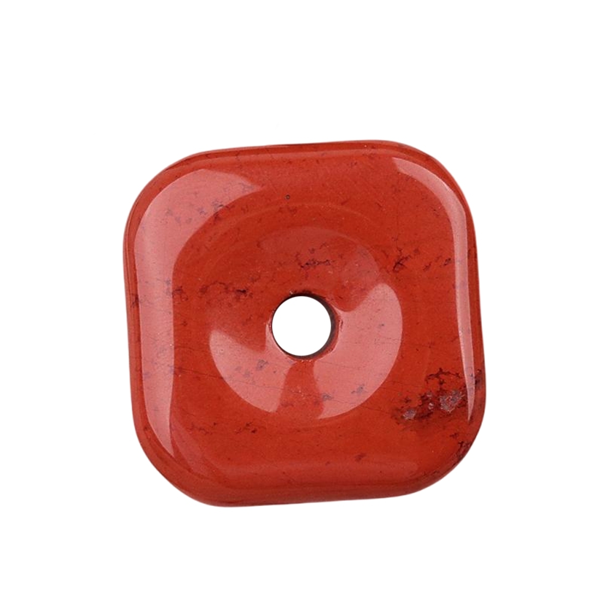 30MM Square Disc Lucky Coin Pingan Pendant for Jewelry Making Polished Crystal Amulet Peace Circle Donut Stone Beads 6MM Large Hole in Middle