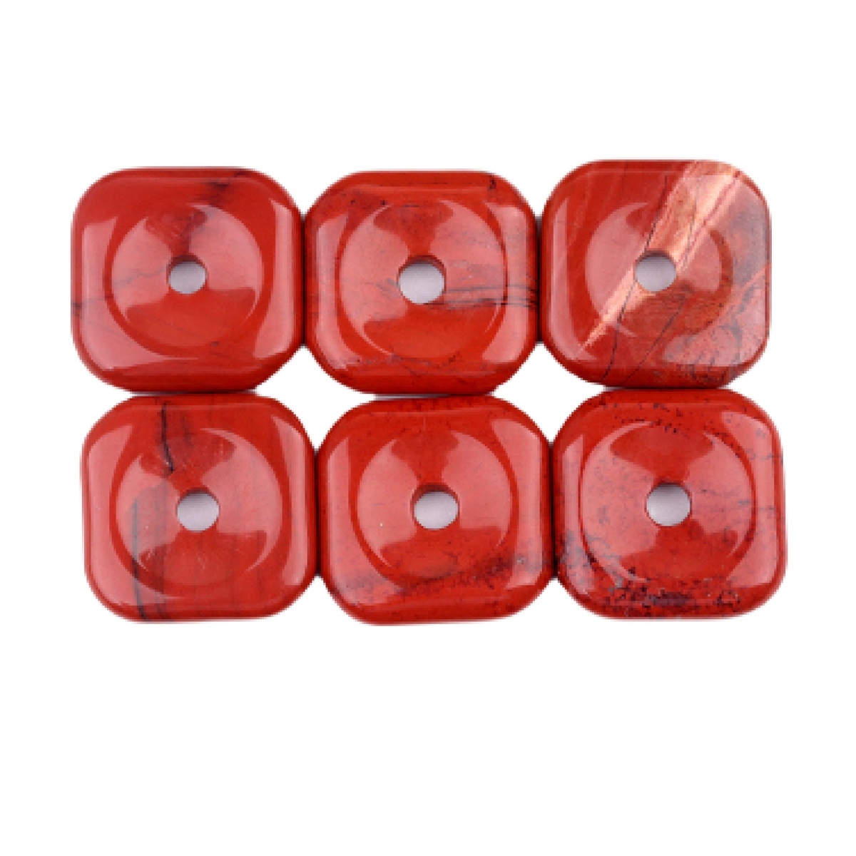 30MM Square Disc Lucky Coin Pingan Pendant for Jewelry Making Polished Crystal Amulet Peace Circle Donut Stone Beads 6MM Large Hole in Middle