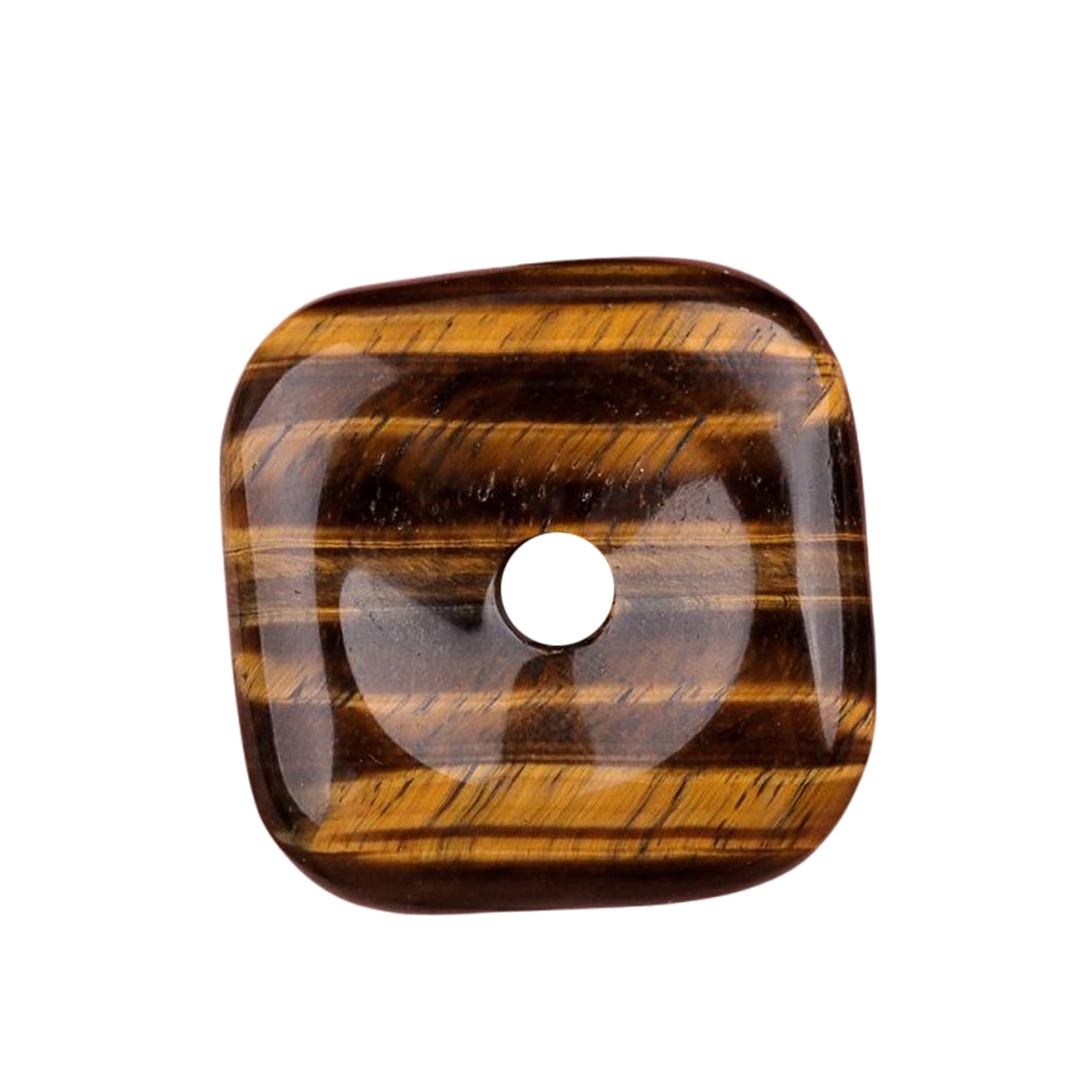 30MM Square Disc Lucky Coin Pingan Pendant for Jewelry Making Polished Crystal Amulet Peace Circle Donut Stone Beads 6MM Large Hole in Middle