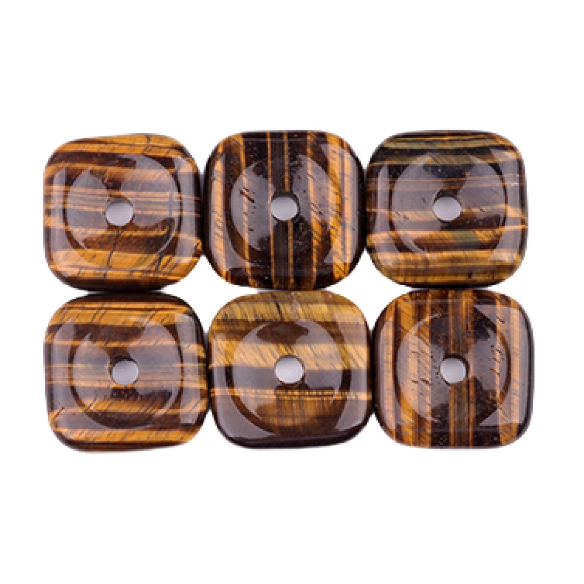 30MM Square Disc Lucky Coin Pingan Pendant for Jewelry Making Polished Crystal Amulet Peace Circle Donut Stone Beads 6MM Large Hole in Middle