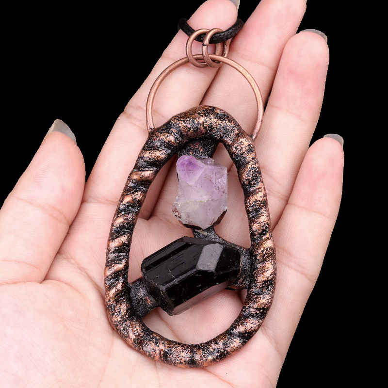 Natural Raw Gemstone Nugget Handcrafted Retro Red Copper Pendant for Making Jewelry SP1916C