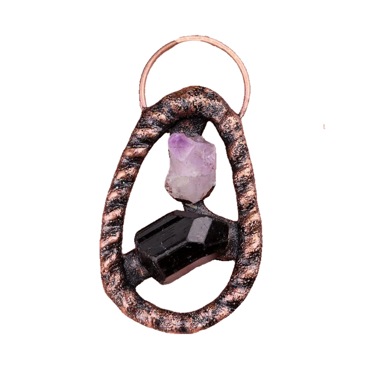 Natural Raw Gemstone Nugget Handcrafted Retro Red Copper Pendant for Making Jewelry SP1916C