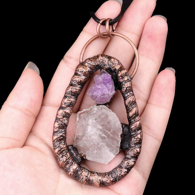 Natural Raw Gemstone Nugget Handcrafted Retro Red Copper Pendant for Making Jewelry SP1916C