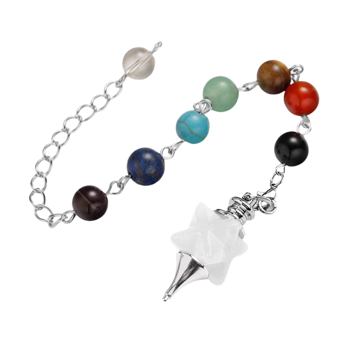 Kaba Star Stone Pendulum with 7 Chakra Chain Handmade Craved Spiritual Pendant Healing Meditation Divination Exquisite As Gift