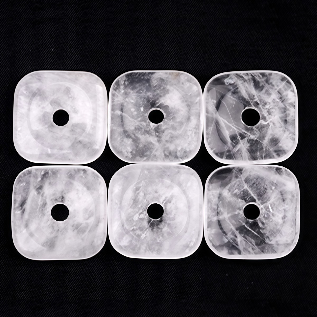 30MM Square Disc Lucky Coin Pingan Pendant for Jewelry Making Polished Crystal Amulet Peace Circle Donut Stone Beads 6MM Large Hole in Middle